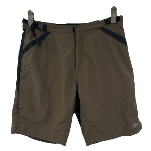 Novara Cycling Bicycle Shorts Padded Black & Green Nylon Belt SZ L - Picture 2 of 7